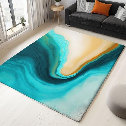 Generisch Teppich Wohnzimmer 180 x 240 cm rutschfest Kurzflor Elegante Kunst Waschbar Bettvorleger Teppiche Abstrakt Fließende Wirbel für Wohnzimmer Schlafzimmer Büro Bereich Dekor