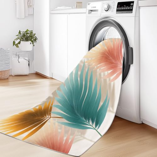 Generisch Teppich Wohnzimmer 160 x 230 cm rutschfest Kurzflor Moderner Luxus Waschbar Bettvorleger Teppiche Abstrakte Palmenblätter für Wohnzimmer Schlafzimmer Büro Bereich Dekor