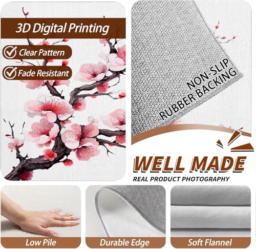 Generisch Teppich Wohnzimmer 180x240 cm 3D Druck Kirschblüten Pflanzen Muster Malerei Kunst Teppich Kaschmirimitat Anti Rutsch Leicht zu reinigen Waschbare Rückseite für Balkone Korridore Restaurants