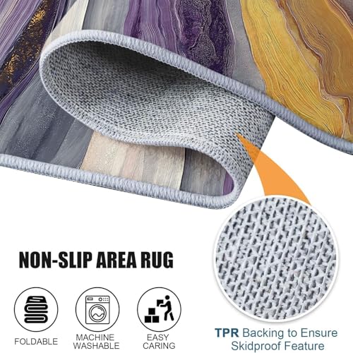 Generisch Teppich mit Abstrakt Wirbel Linie Drucken 180x240 cm - rutschfest waschbar und ultraweich mit niedrigem Flor Grau Lila Flächenteppich, für Wohnzimmer Schlafzimmer Eingangs Kinderzimmer