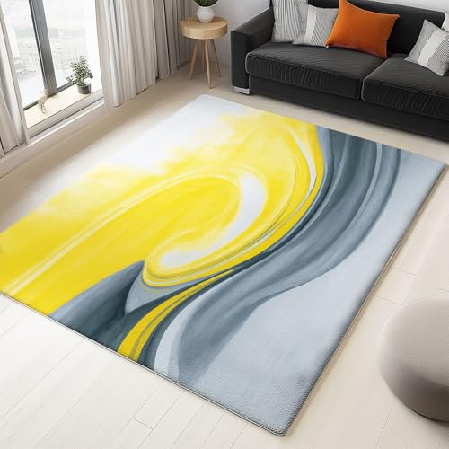 Generisch Teppich Wohnzimmer 160 x 230 cm rutschfest Kurzflor Minimalistische Kunst Waschbar Bettvorleger Teppiche Abstrakte Weiche Wirbel für Wohnzimmer Schlafzimmer Büro Bereich Dekor