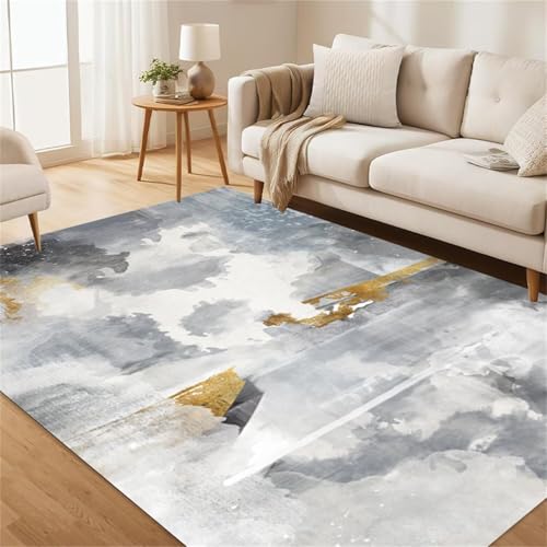 Generisch XXL Teppich Abstrakter Wohnzimmer-Schlafzimmer-Teppich rutschfest und lichtecht Läufer blau Schlafzimmer mit Bodenschutzmatte 180X280CM