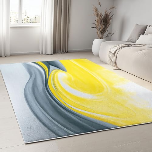 Generisch Teppich Wohnzimmer 160 x 230 cm rutschfest Kurzflor Minimalistische Kunst Waschbar Bettvorleger Teppiche Abstrakte Weiche Wirbel für Wohnzimmer Schlafzimmer Büro Bereich Dekor