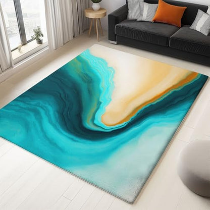 Generisch Teppich Wohnzimmer 180 x 240 cm rutschfest Kurzflor Elegante Kunst Waschbar Bettvorleger Teppiche Abstrakt Fließende Wirbel für Wohnzimmer Schlafzimmer Büro Bereich Dekor